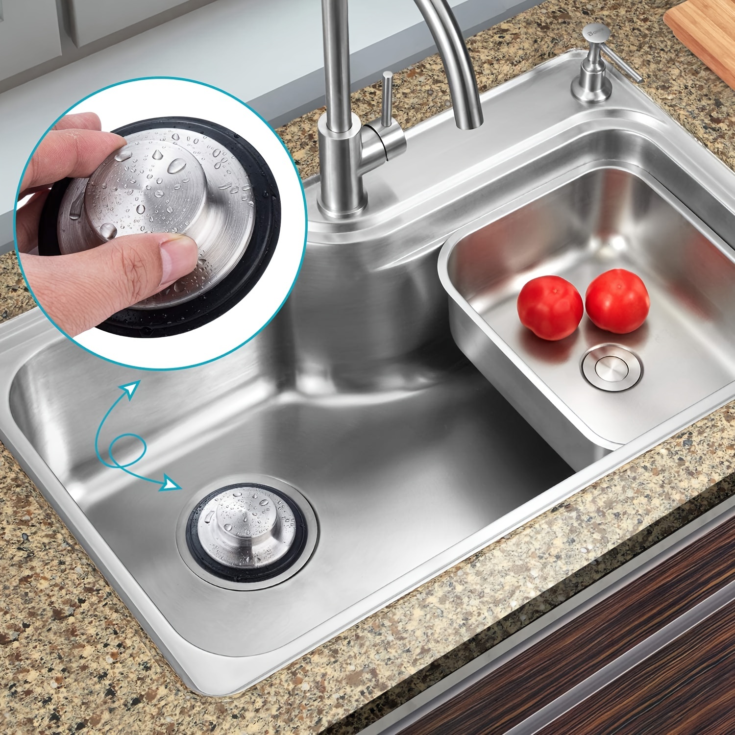 2PCS Universal Kitchen Sink Drain Stopper Stainless Steel Garbage Disposal  Plug