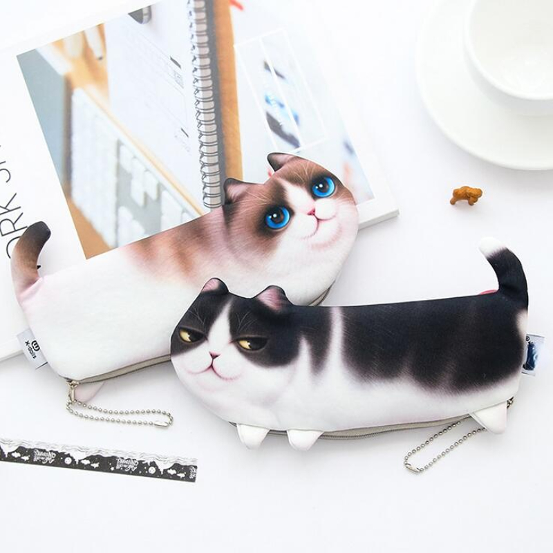 Land Space Cat Pencil Case, Cute Pencil Bag with Soft Zipper, Pencil Pouch for Students, Gift Idea- Navy, Blue