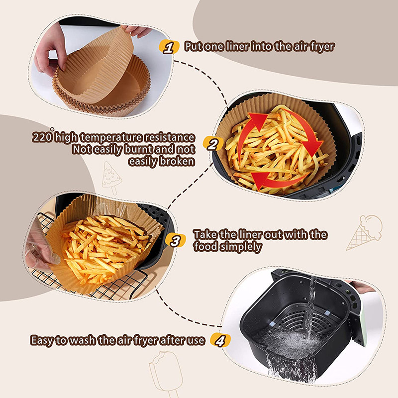 Air Fryer Disposable Paper Pads Air Fryer Liners Square Baking Papers for  Baking 