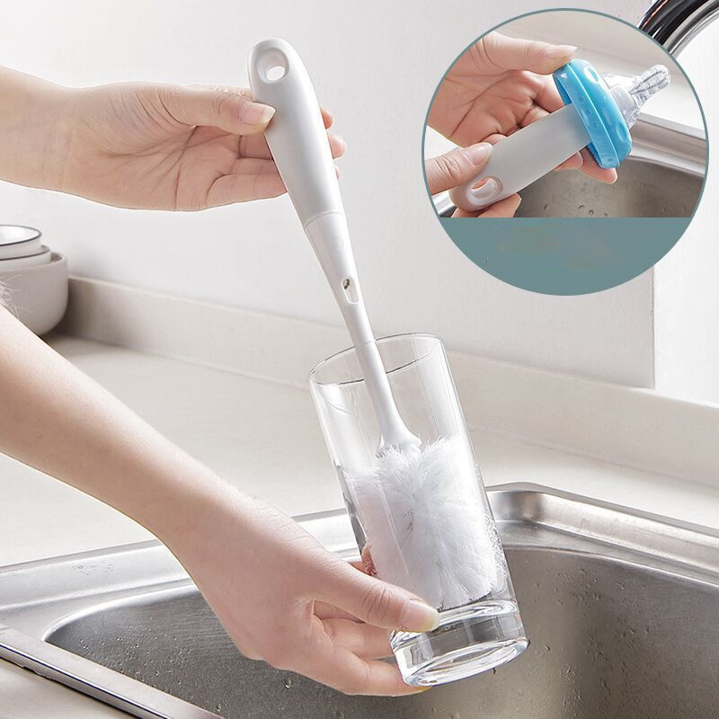 1pc Clean Narrow Brush Plastic Cleaning Brush Long Handle Milk Bottle Glass  Tube Cleaning Pan Bowl Brush Home Kitchen Tools