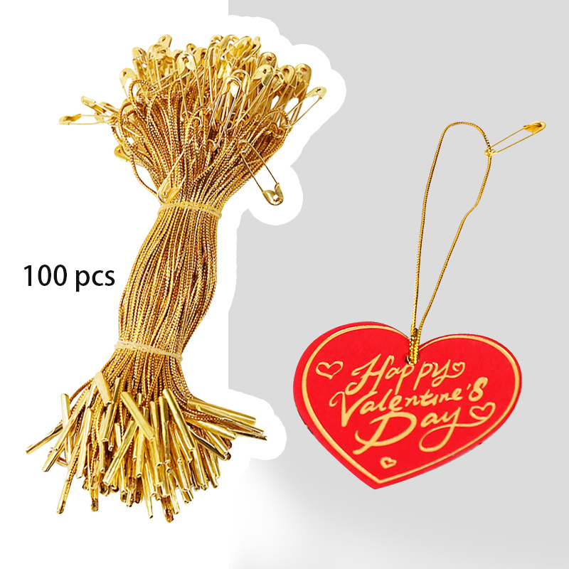 Christmas Ornaments Hanger String 200pcs Golden Ribbon Ornament Hook Ropes  String With Snaps Locking For Christmas Ornament Hanging Decorations