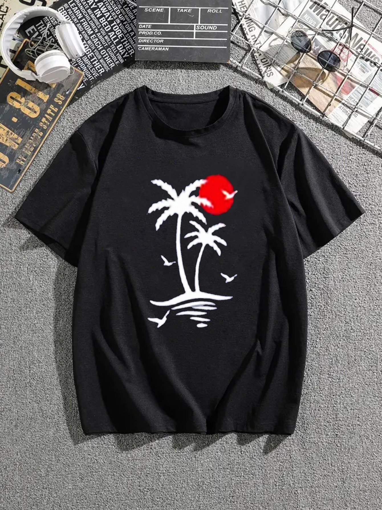 Palm Angels Tshirt logo on the collar graphic tee summer tshirt mens  oversized tshirt