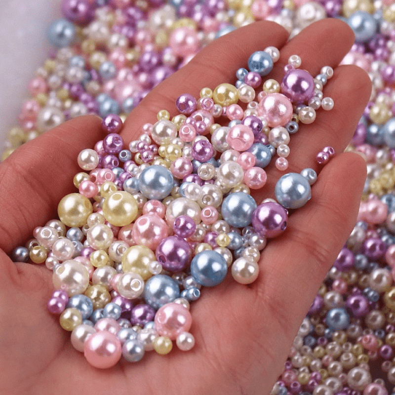 Pearl Beads for Jewelry Making, 8MM 32Colors Round Pearls Beads with Holes,  1000Pcs Handcrafted Colorful Loose Spacer Beads Small Filler Beads for DIY