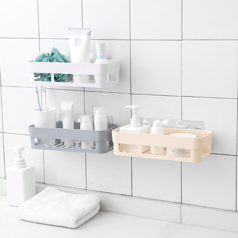 QUIUMES Shower Caddy Shelf Organizer Rack, Self Adhesive White Bathroom  Shelves Basket, Home Farmhouse Wall Shower Inside Organization and Storage