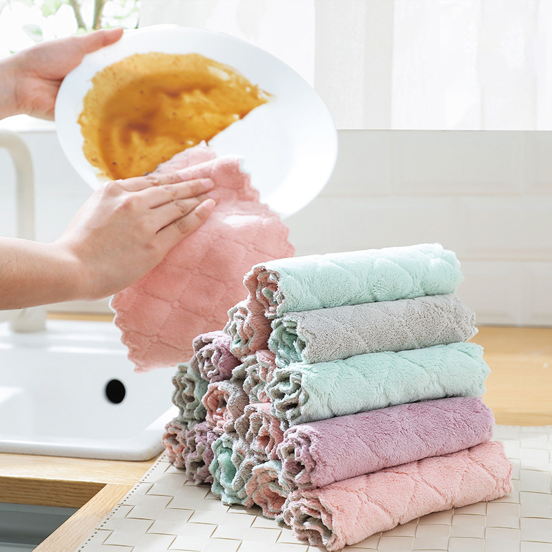 5PCS Kitchen Towels And Dishcloths Rag Set 9.4in*5.5in Small Dish Towels  For Washing Dishes Dish Rags For Everyday Cooking Baking-Random Color