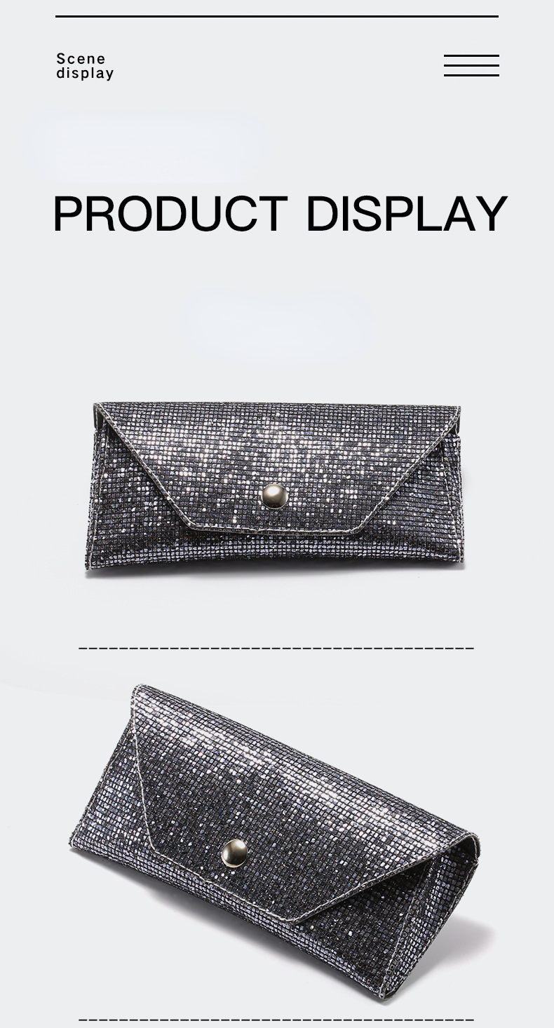 Glitter Design Glasses Bag, Crocodile Embossed Glasses Case Pu