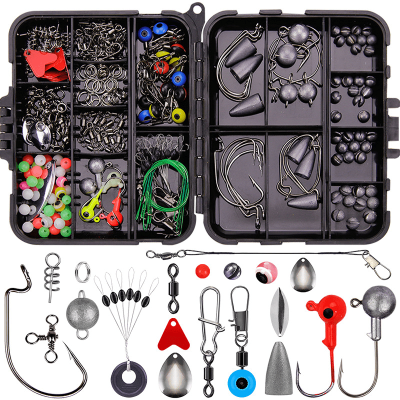 Fishing Accessories Tackle Kit - 286pcs Fishing Tackle Box Fishing Hooks,  Swivel Snap, Sinker Weights, Sinker Slides, Bobber Floats, 3 Way Swivel for  Freshwater Saltwater Fishing Equipment : : Sports & Outdoors