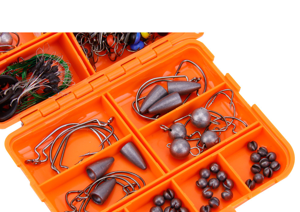 177PCS Fishing Accessories Kit Set Tackle Box Practical Fishing Tackle Box  Box Including Swivel Slides Ball Bearing Rolling Snap Barrel Jig Hook 