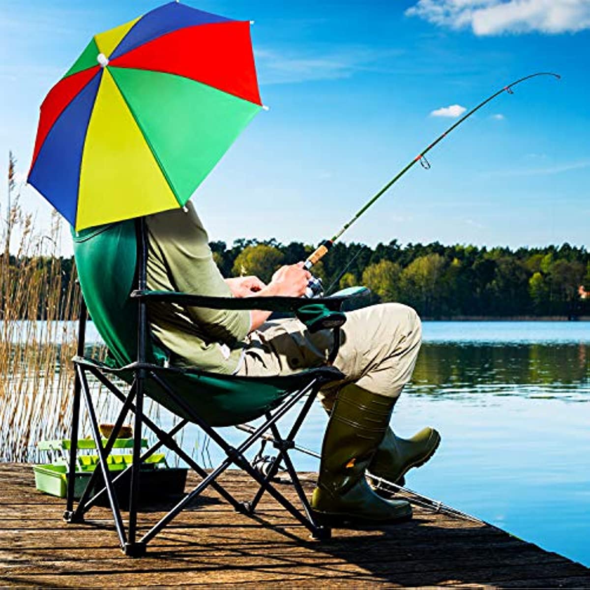 1pc Umbrella Hat for Adults Kids Waterproof Headwear Fishing Hats Colorful Beach Hats with Elastic Band for Outdoor Patio Hiking Fishing Walking