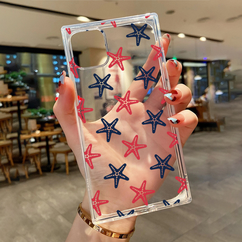 Colorful Seahorse Star Graphic Pattern Print Protective Phone Case