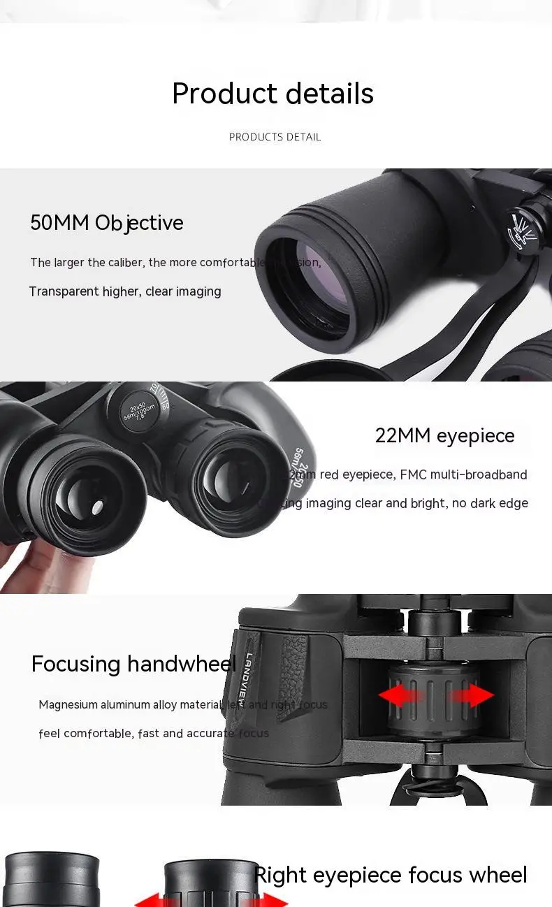 20x50 powerful binoculars with high definiton waterproof binoculars for bird watching outdoor hunting travel sightseeing handheld telescope details 7