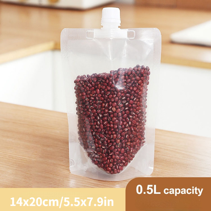 1PC Kitchen Cereal Storage Bag Portable Food Packaging Bags Insect Proof  Sealed Bag Thickened Rice Bean Container Nozzle Bag