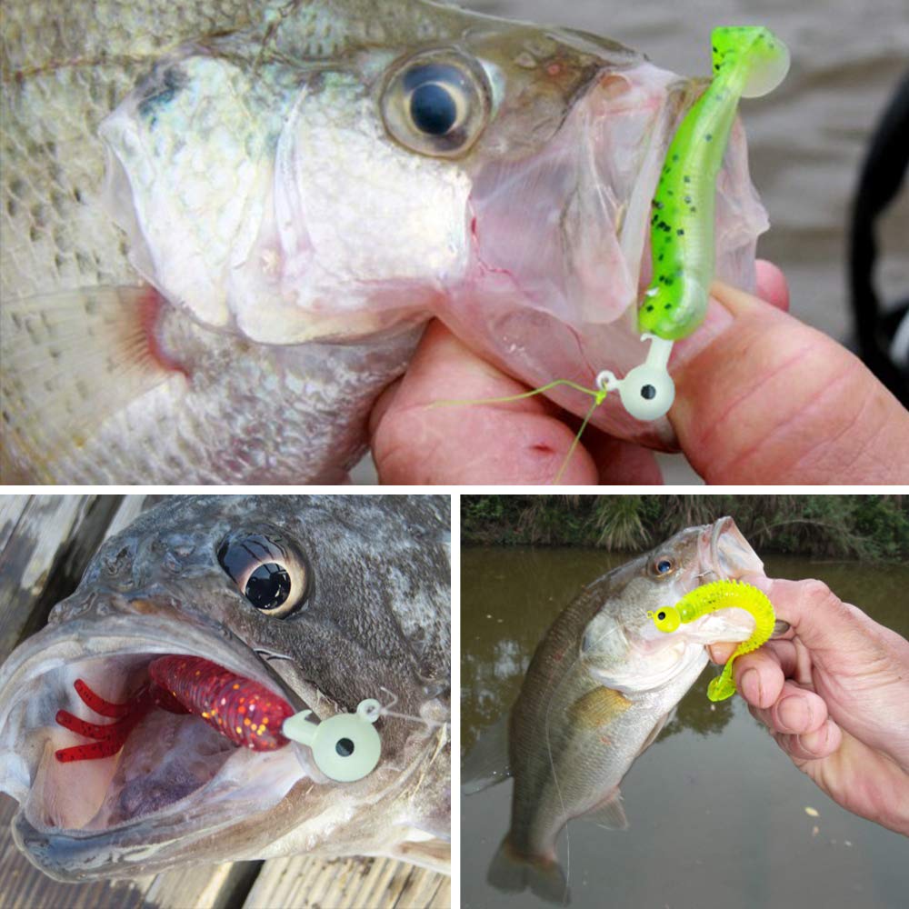 Metal Jig Head Fishing Hooks Soft Worm Lure Grub Silicone Fish