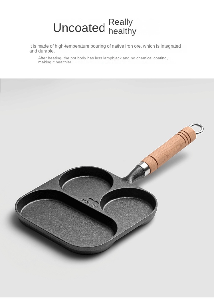 1pc, Sartén (7.28 ''), Sartén Para Huevos Fritos De Hierro Fundido, Sartén  Para Panqueques De 3 Secciones, Para Estufa De Gas Y Cocina De Inducción,  Utensilios De Cocina, Gadgets De Cocina, Accesorios