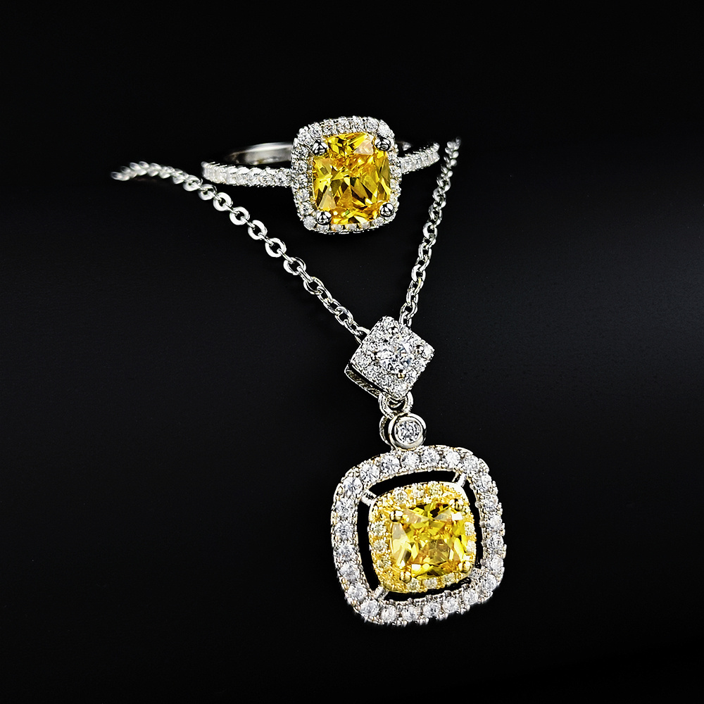 Luxury Zircon Engagement Ring & Necklace Jewelry Set For Wedding Bridal  Jewelry Women's Gift - Temu