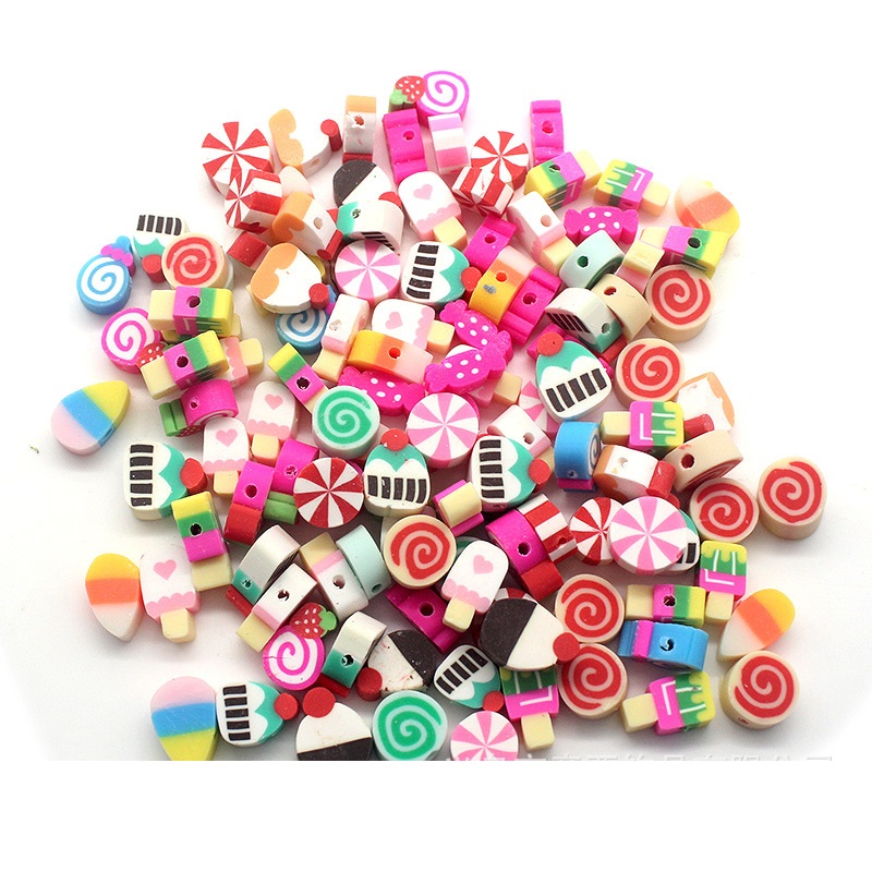 Random Design 10mm Round Polymer Clay Beads (48pcs)