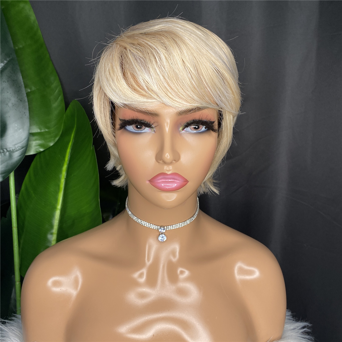 Brown Mix Blonde Short Pixie Cut Wigs 15 24 Cm