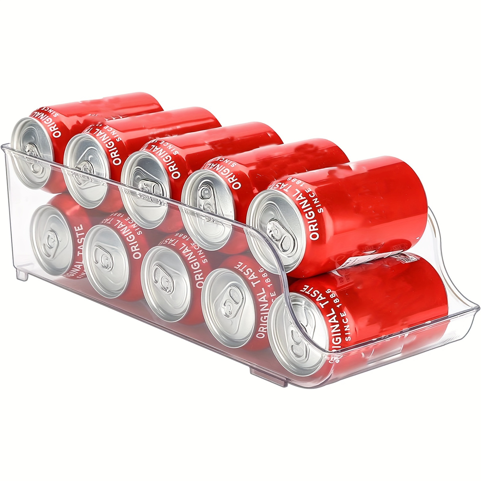 Puricon Paquete de 2 organizadores de latas de soda para refrigerador,  contenedor de plástico transparente enlatado para alimentos y bebidas