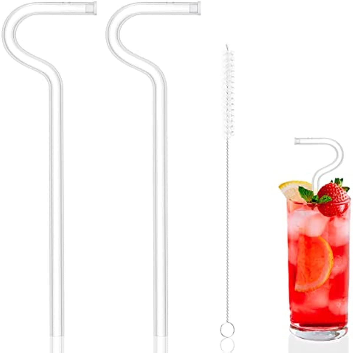 2 PCS Anti Wrinkle Straw,Reusable Glass Drinking Aruba