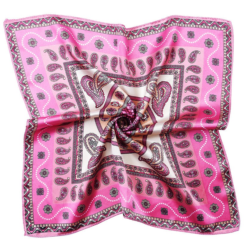 Leaf Butterfly Print Satin Square Scarf Bandana Head Wrap
