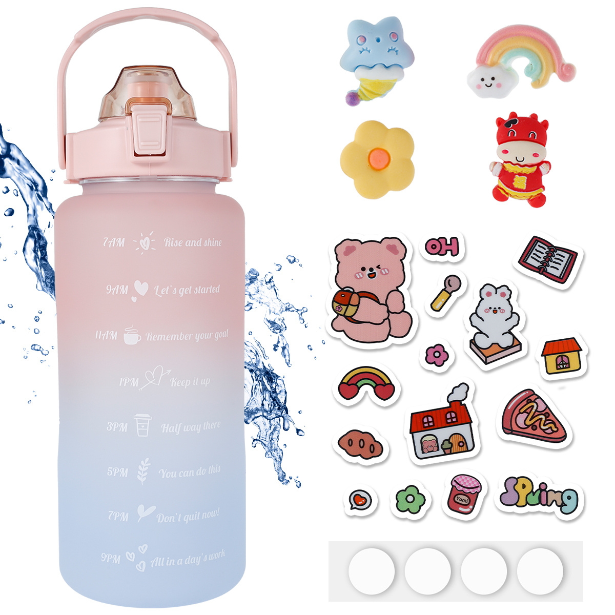 Water Bottles With Protective Sleeve, Sports Motivational Water Bottle With  Straw, Big Water Bottle With Time Markings & Handle Wide Mouth Water Jug  For Outdoor Gym - Temu United Arab Emirates