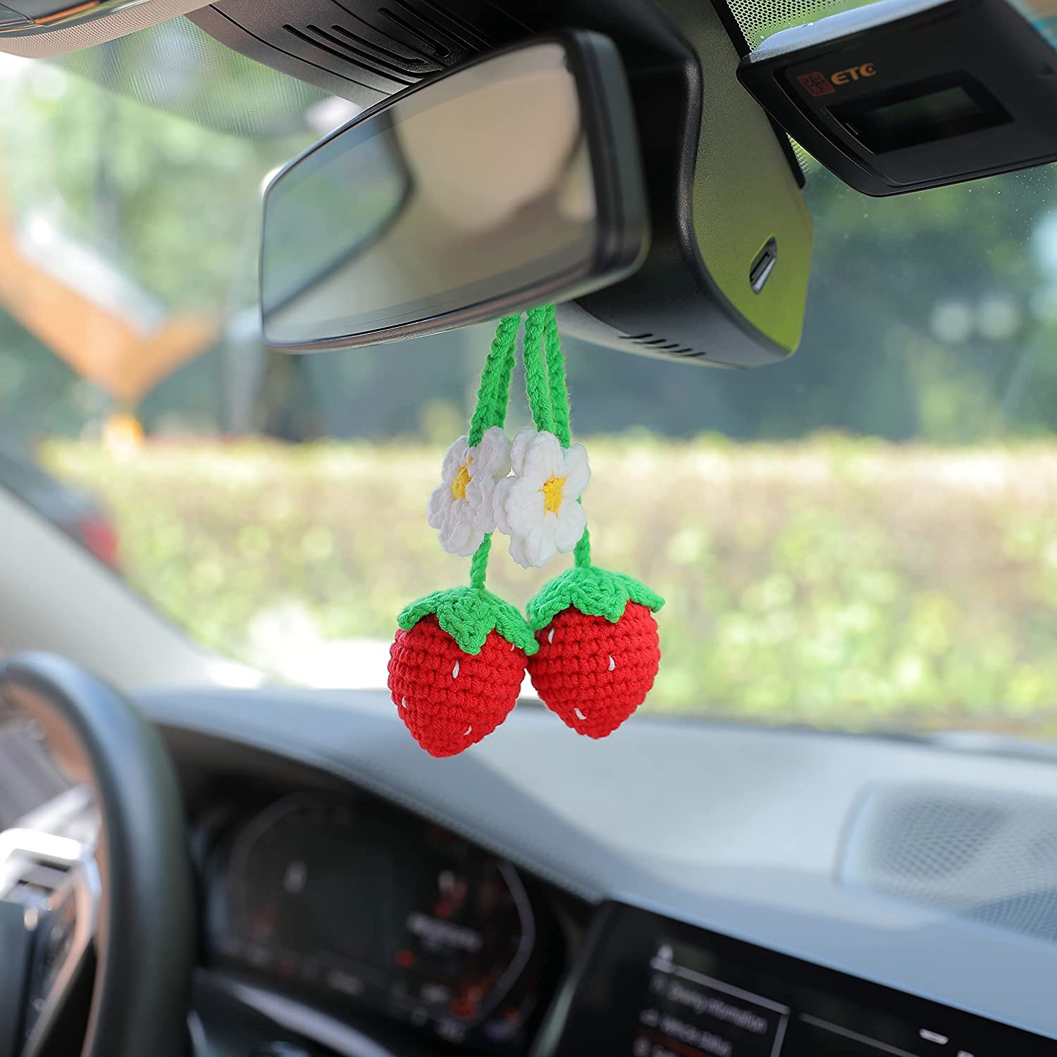Handmade Knitted Cute Crochet Strawberry Car Rearview Mirror - Temu Slovenia