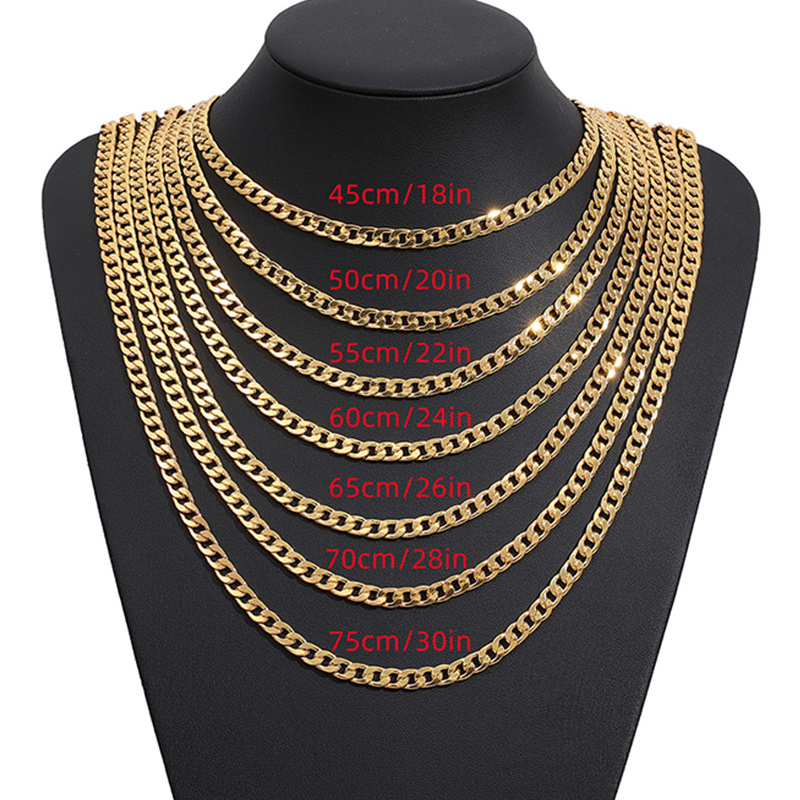 1pc 5mm Golden Link Chain Necklace For Men And Women - Durable Copper,  Electroplated With Golden Jewelry For Long-Lasting Shine And Style Jewelry