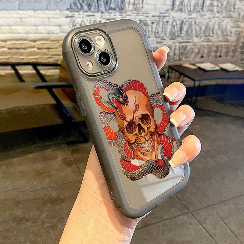 snake skeleton graphic pattern anti fall silicon phone case Temu