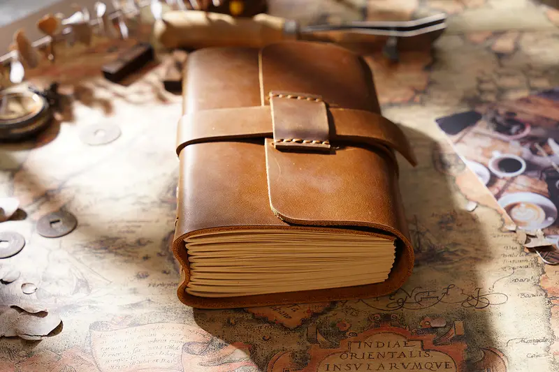 1pc pure handmade cowhide notebook thickened vintage chinese kraft paper notepad 6 5 4 53in travel book 200 sheets 400 pages details 9