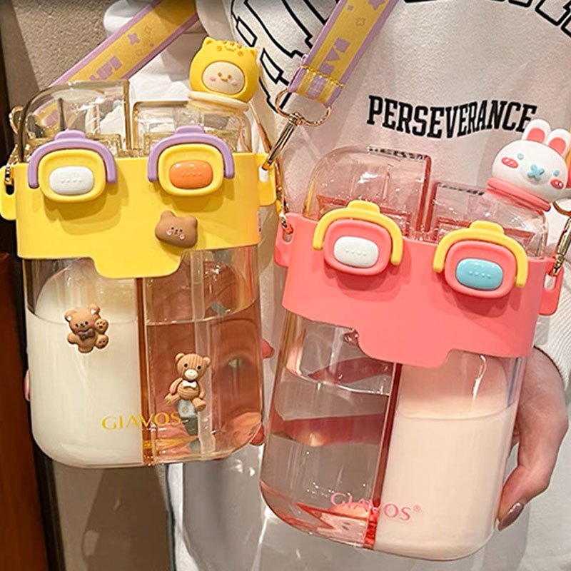 Kawaii Portable Sports Water Bottle Cartoon Plastic - Temu
