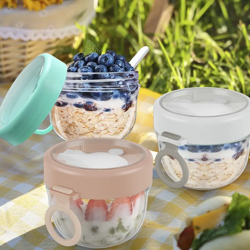 Overnight Oat Containers With Lids Foldable Spoon Leak proof - Temu