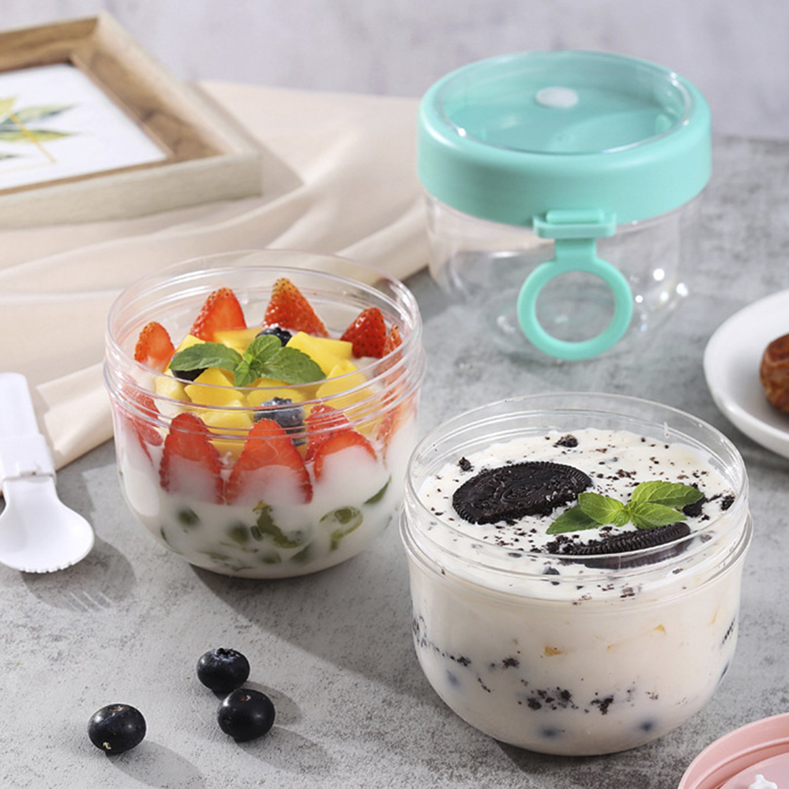 Overnight Oat Containers With Lids Foldable Spoon Leak proof - Temu