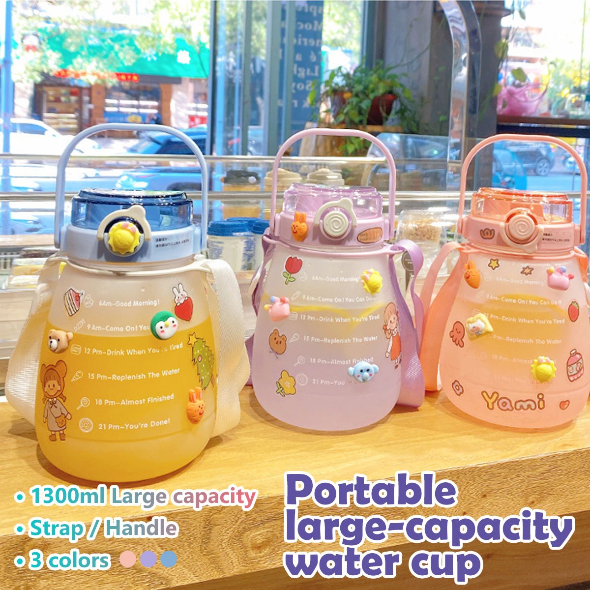 Plastic Camping Drinking Water Bottle Reusable Leakproof Cup Sports Bottle  Water Jug Children's Water Sippy Cup Children's Straw Cup Big Belly Cup