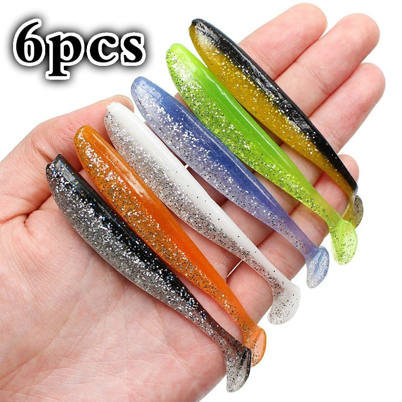 10PCS/Pack Easy Shiner Fishing Lures 70mm Wobblers Carp Fishing Goods Soft  Lures Silicone Artificial Double Color Baits