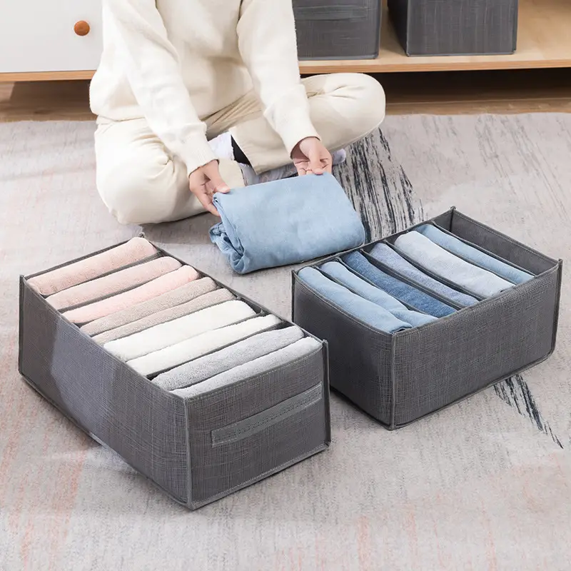 Multi Compartment Storage Bag Grey Solid Color Handle - Temu