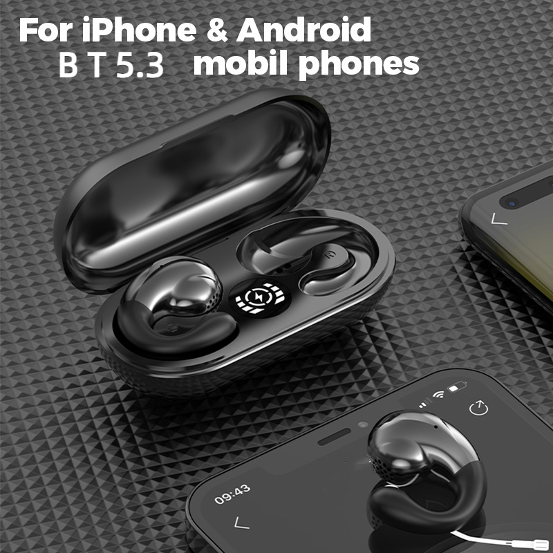 Auriculares Bluetooth V5.3, auriculares abiertos inalámbricos con ganchos  para los oídos, auriculares pequeños con clip, auriculares deportivos