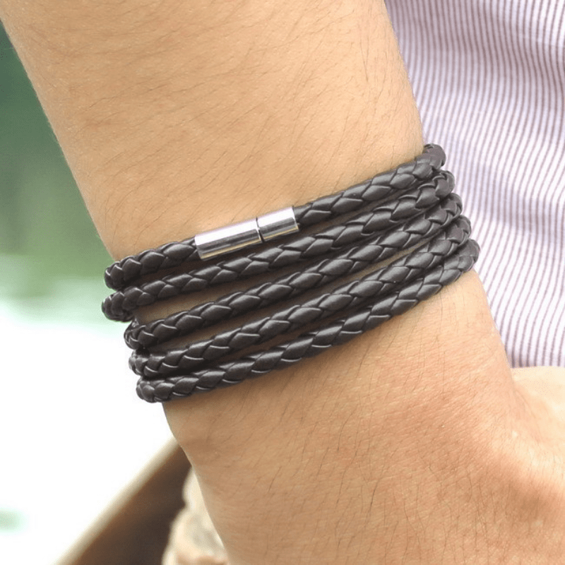 Punk Couple Bracelet, PU Leather Layer Charm Bracelet