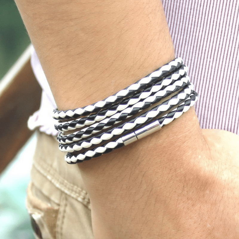 Punk Couple Bracelet, PU Leather Layer Charm Bracelet
