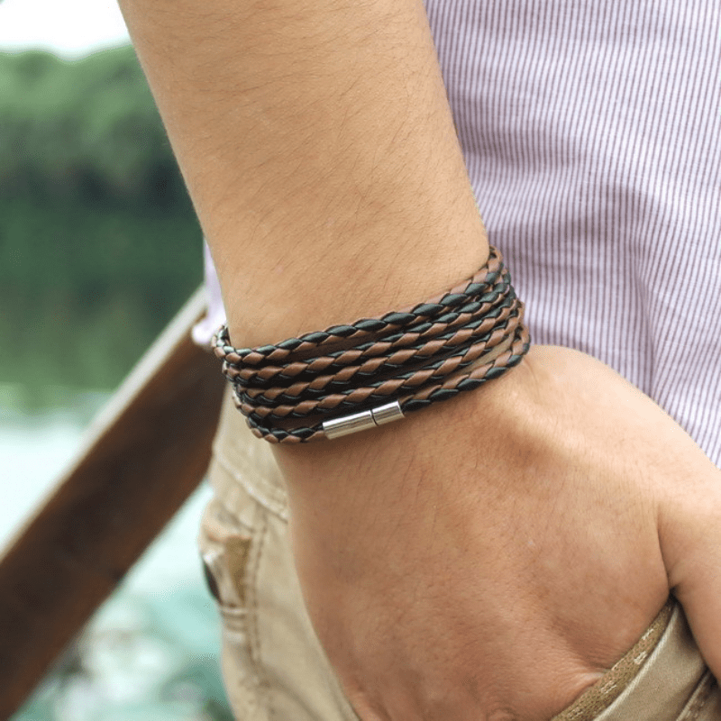 Punk Couple Bracelet, PU Leather Layer Charm Bracelet