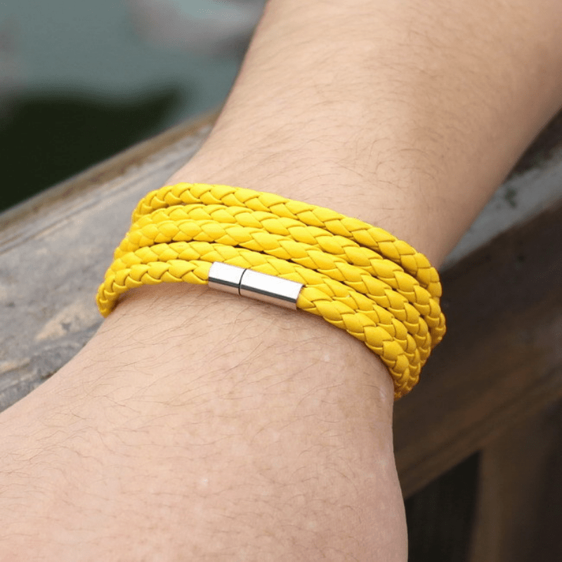 Punk Couple Bracelet, PU Leather Layer Charm Bracelet