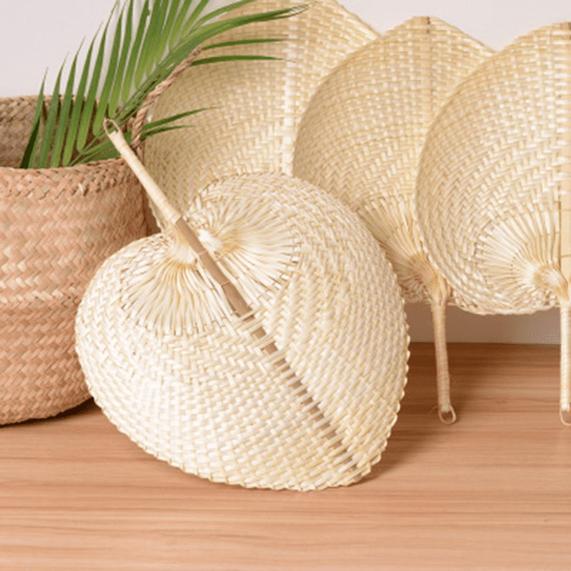 [Popular Choice] Handmade Heart-Shaped Bamboo Fan, Chinese Style Mosquito Repellent, 38.0*30.0cm, Beach Essential|Chinese Style Fan|Traditional Craftsmanship details 0