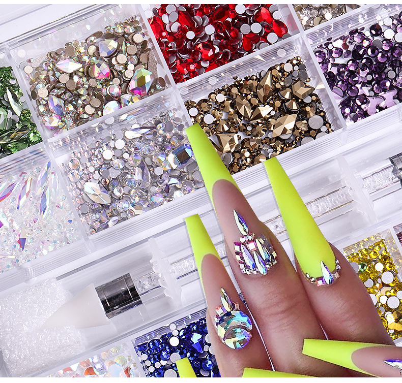 Flat Back Glass Rhinestones Mixed Color/shape Nail Art - Temu Australia