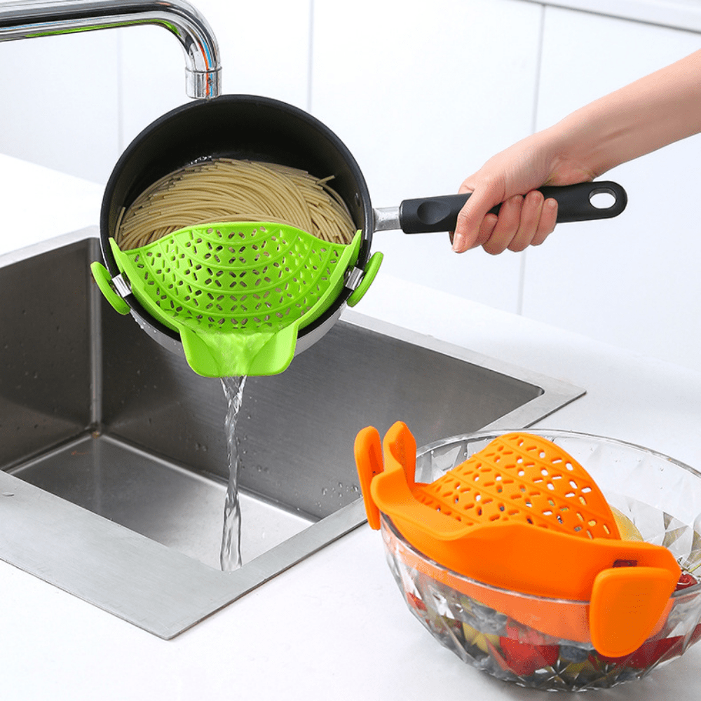 Universal Silicone Clip-on Pan Pot Strainer Anti-spill Pasta Pot