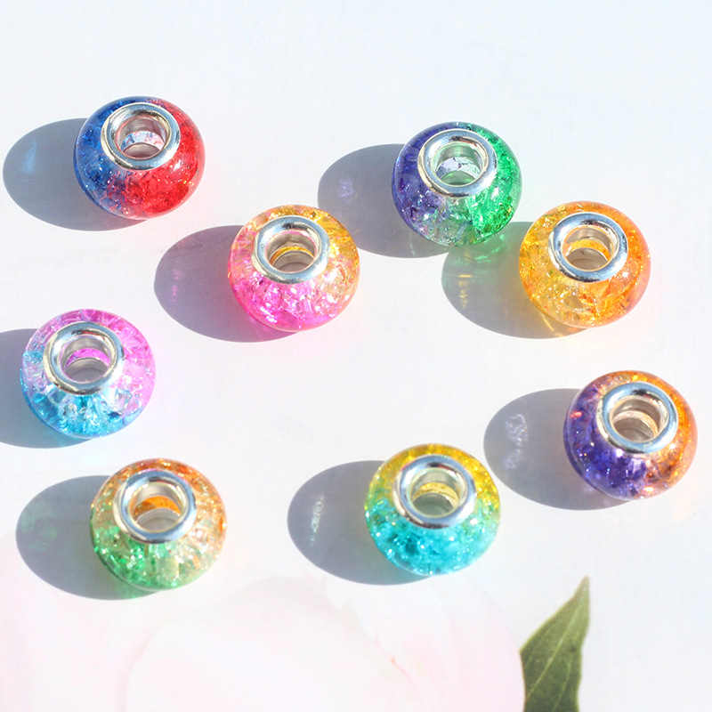 50pcs/pack 9mm Shiny Rhinestone Beads With Big Hole Acrylic Candy Colored  Beads Bracelet Necklace For Jewelry Making Supplies DlY Accessories