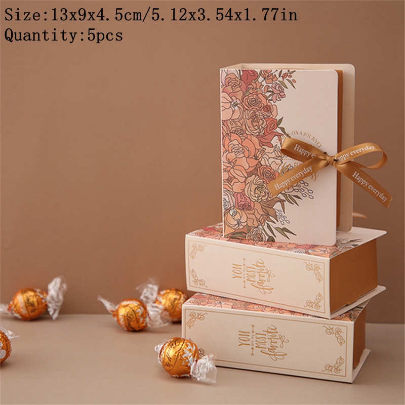 5pcs Book Shape Candy Boxes Paper Bags Wedding Birthday Party Decor