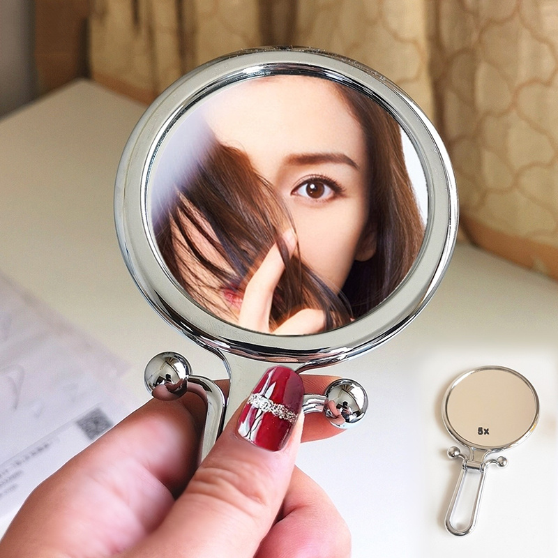 1pc Foldable Dual Sided Mirror, One For Normal View, The Other For  Magnifying View, Style Small Circle Mirror