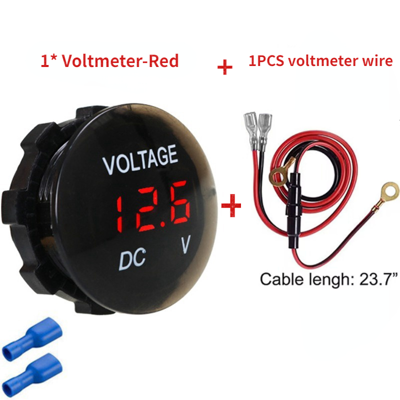 Voltmètre Testeur, Moto Voiture Voltmètre,12V avec panneau d'affichage  numérique à LED, pour Bateau Marine Les Véhicules, Moto, Voiture