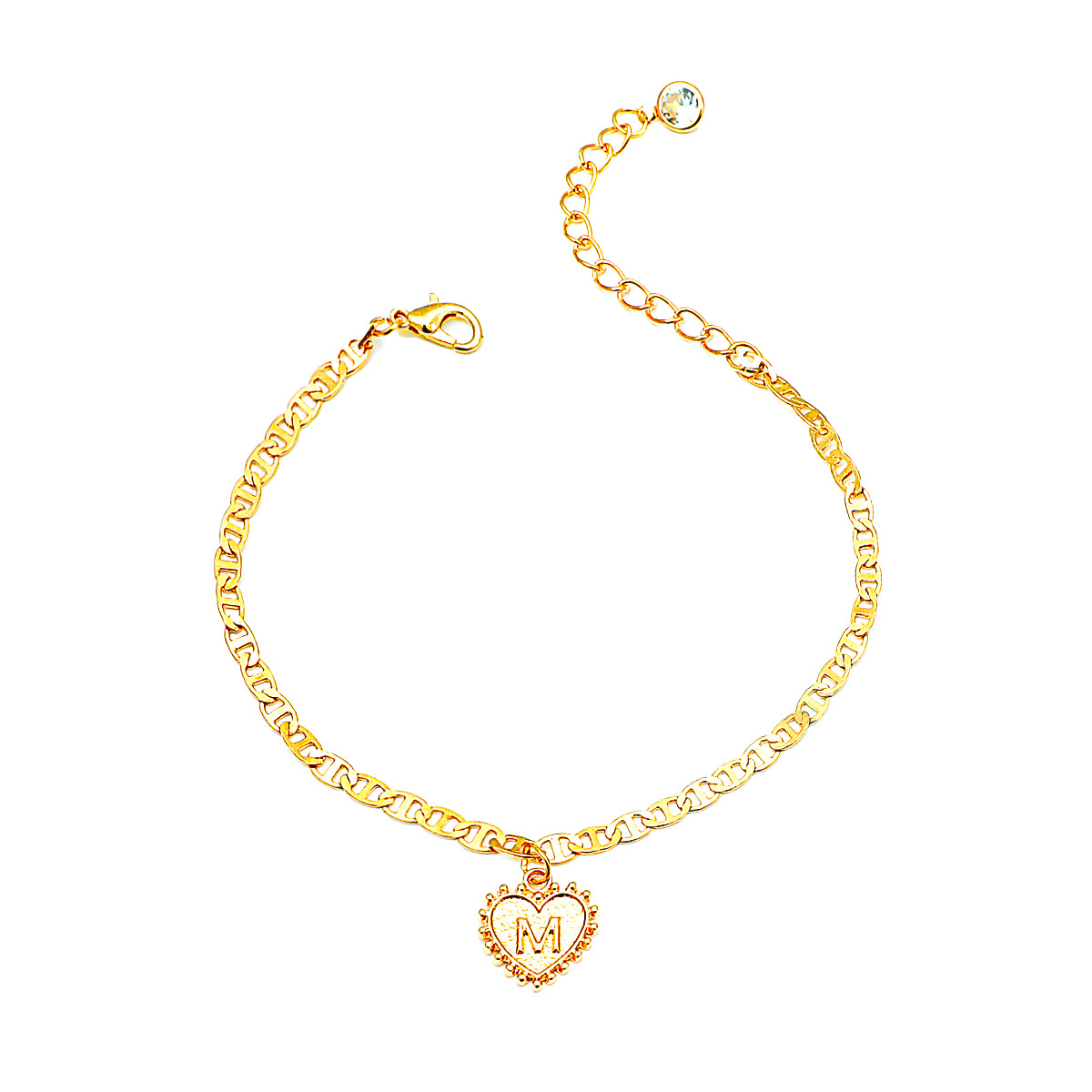 Women Girl Titanium Stainless Steel Gold Heart Love Anklet Foot