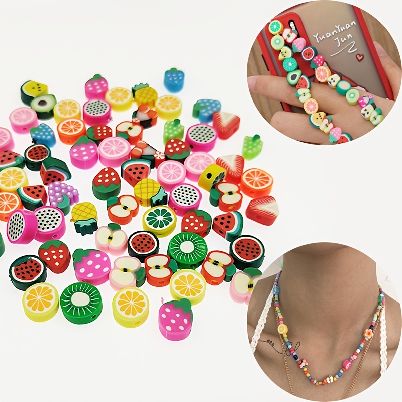 100pcs Fruit Design Loose Beads Crafts DIY Beads Charms