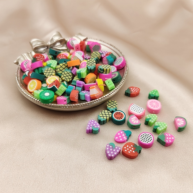 50pcs Mixed Color Fruit Beads Polymer Clay Beads Polymer Clay Spacer Loose  Beads For Necklace DIY Bracelet Accessories